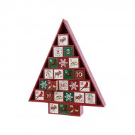 Calendrier de l'Avent Sapin Rouge (38 cm) - Bois