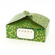 6 Bo�tes Cadeaux Confettis Or/Vert uni - Carton