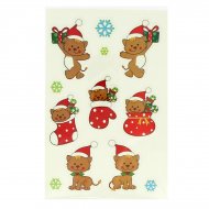 12 Stickers No�l Glitter - Chats et Flocons