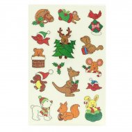 12 Stickers No�l Glitter - Animaux Mignons