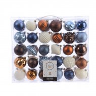 60 Boules No�l Bleu/Chocolat/Bronze/Cr�me