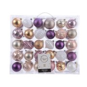 60 Boules No�l Rose/Violet/Blanc/Or