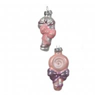 2 Suspensions Sucettes Nacr� Rose/Parme (7 cm) - Verre