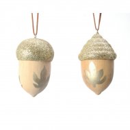 2 Suspensions Glands Champagne/Or (6 cm) - Bois