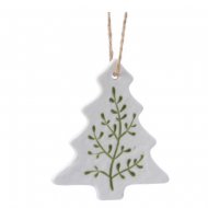 1 Suspension Sapin Rameau Vert (8 cm) - Porcelaine