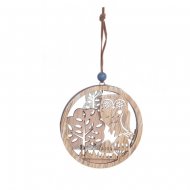 1 Suspension Double Face Hibou (8 cm) - Bois