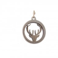 2 Suspensions M�daillons Renne Blanc/Brut (8 cm) - Bois