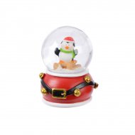 Petite Boule � Neige Pingouin ceinture (6,5 cm) - Rouge ou Vert