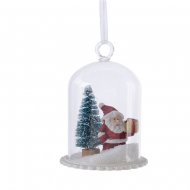 1 Suspension Cloche � Neige P�re No�l (11 cm) - Verre/R�sine