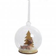 1 Suspension Boule � Neige Faon (8 cm) - Verre/Bois