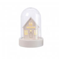 Cloche Lumineuse D�cor Blanc Maison (10 cm) - Plastique/Bois