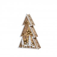 Sapin Lumineux Etoiles et For�t en Bois (27 cm) - � Piles