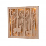 Tableau Lumineux Rennes et For�t (25 cm) - Bois
