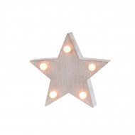 Petite Etoile Lumineuse 5 Led (10,5 cm) - Bois blanchi