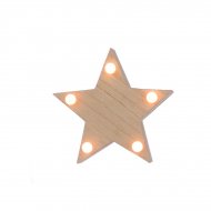 Petite Etoile Lumineuse 5 Led (10,5 cm) - Bois Naturel