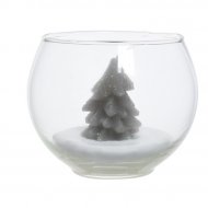 Bougie Sapin Gris Bulle de Verre (8 cm)