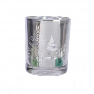 Photophore Verre Miroir Sapin - Argent