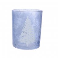 Photophore Verre Glac� Sapin - Bleu Clair