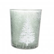 Photophore Verre Glac� Sapin - Vert Clair