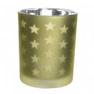 Photophore Verre Sabl� Etoiles - Vert Clair