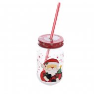 Bocal Smoothie et Paille P�re No�l (13,5 cm) - Verre