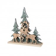 Grand D�cor Renne/Biche et Sapins (25 cm) - Bois