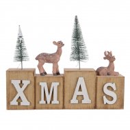 D�co No�l Xmas Renne/Biche (18 cm) - Bois