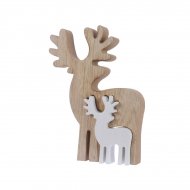 D�co Double Renne Puzzle (18 cm) - Bois