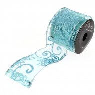 Ruban Large Bleu Arabesques N�4 (2,70 m - 6,3 cm)