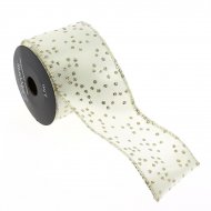 Ruban Large Blanc Pois Or N�1 (2,70 m - 6,3 cm)
