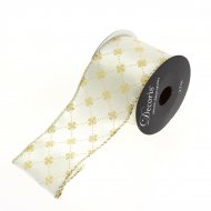 Ruban Large Blanc Damier Or N�2 (2,70 m - 6,3 cm)