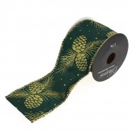 Ruban Large vert Pomme de Pin Or N�2 (2,70 m - 6,3 cm)