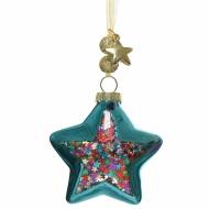 Suspension Etoile en Verre Bleu