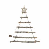 Sapin Mural Branches enneig�es LED (90 cm) - Bois et Corde