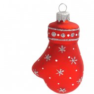 Boule Gants de No�l Rouge/Argent (10 cm) - Verre