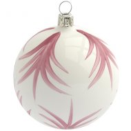 Boule No�l Blanche Bambou Rose (8 cm) - Verre