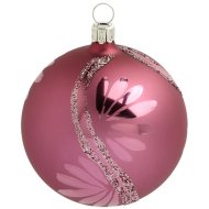 Boule No�l Rose Lotus et Paillettes  (8 cm) - Verre
