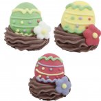 3 oeufs d�cor�s dans leurs nids en sucre