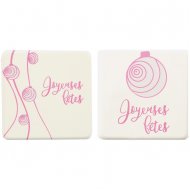 2 Plaquettes Joyeux No�l (4 cm) - Chocolat Blanc
