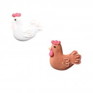 1 Petite Poule Marron + 1 Blanche (3 cm)