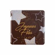 5 Petites Plaquettes Joyeuses F�tes Or/Argent (3 cm) - Chocolat Noir