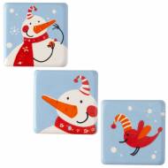 7 Petites Plaquettes Bonhomme de Neige/Oiseau  (3 cm) - Chocolat Noir