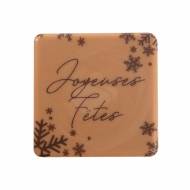 2 Petites Plaquettes Joyeux F�tes (3,8 cm) - Caramel