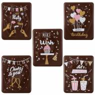 5 Plaquettes Happy Birthday  (5 cm) - Chocolat Noir