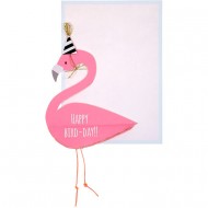 Carte Happy Birthday Flamant Rose 3D