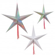 3 Grandes Suspensions Etoiles filantes (18, 25 et 28 cm)