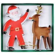 2 Emporte-pi�ces P�re Noel et Renne (13 et 14 cm)