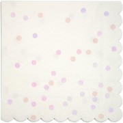 16 Serviettes Confettis Rose Iridescent