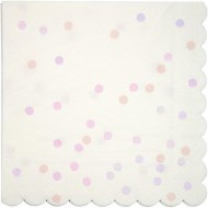 16 Serviettes Confettis Rose Iridescent