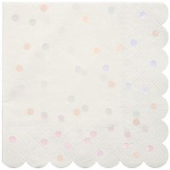 16 Petites Serviettes Confettis Rose Iridescent
